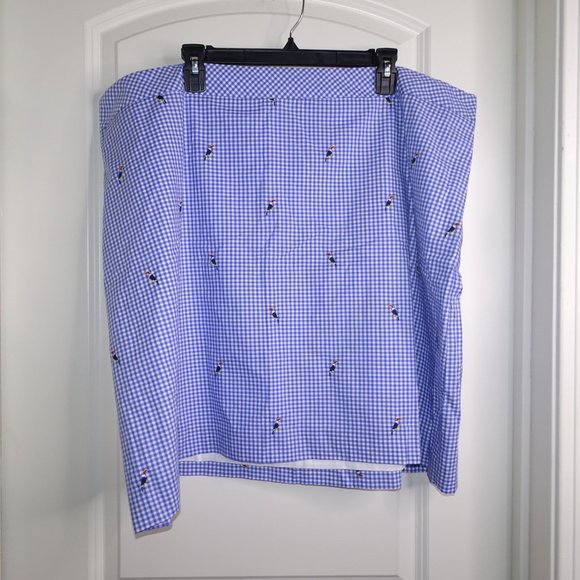 NWT Talbots Plus Size Gingham Cotton Canvas Skirt with Embroidered Parrots - Picture 1 of 8